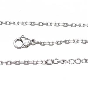 Raw Stainless Steel Necklace Chain, approx 2mm, 44-49cm length