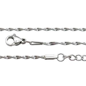 Raw Stainless Steel Necklace Chain, approx 1.6mm, 44-49cm length