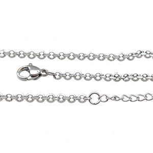 Raw Stainless Steel Necklace Chain, approx 3mm, 44-49cm length