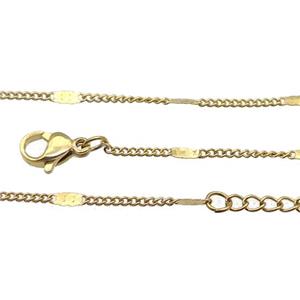 Stainless Steel Necklace Chain Gold Plated, approx 1.4mm, 44-49cm length