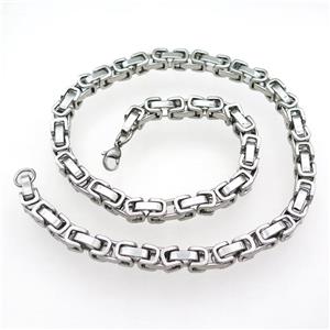 Raw Stainless Steel Necklace, approx 8mm, 54cm length