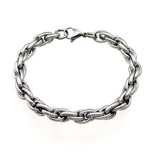 Raw Stainless Steel Bracelet, approx 8mm, 21cm length