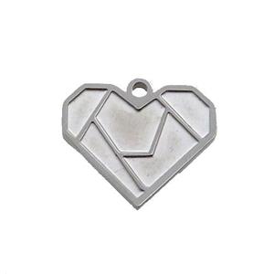 Raw Stainless Steel Heart Charm Pendant, approx 13-15mm