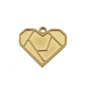 Stainless Steel Heart Charm Pendant Gold Plated, approx 13-15mm