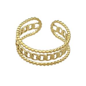 Stainless Steel Ring Gold Plated, approx 6-8mm, 18mm dia