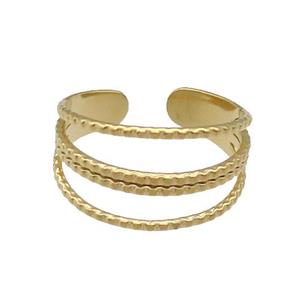 Stainless Steel Ring Gold Plated, approx 5-11mm, 18mm dia