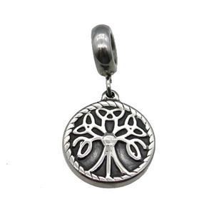 Stainless Steel Pendant Antique Silver, approx 15mm, 9mm, 5mm hole