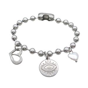 Raw Stainless Steel Bracelet Eye, approx 12-18mm, 18mm, 6mm, 18cm length