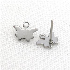 Raw Stainless Steel Stud Earring Butterfly, approx 6-9mm