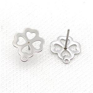 Raw Stainless Steel Stud Earring Flower, approx 13mm