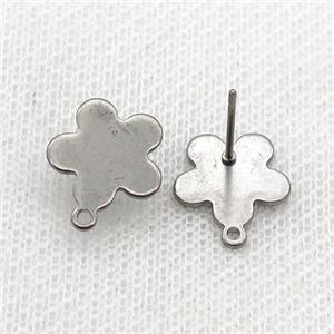 Raw Stainless Steel Stud Earring Flower, approx 12mm