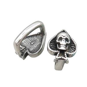 Stainless Steel Skull Beads Large Hole Antique Silver, approx 11.5-16mm, 6-12mm hole