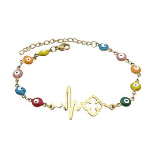 Stainless Steel Bracelets Evil Eye Multicolor Gold Plated, approx 20-35mm, 6mm, 16-22cm length