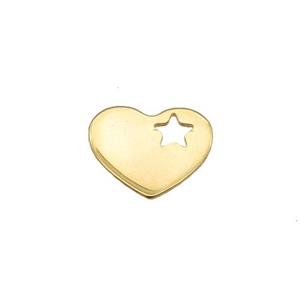 Stainless Steel Heart Pendant Gold Plated, approx 10-12mm