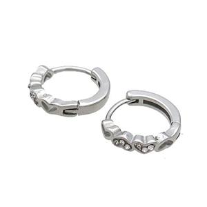 Raw Stainless Steel Hoop Earrings Pave Rhinestone, approx 14mm dia