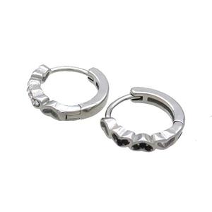 Raw Stainless Steel Hoop Earrings Pave Rhinestone, approx 14mm dia