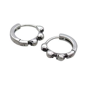 Raw Stainless Steel Hoop Earrings Skull, approx 14mm dia