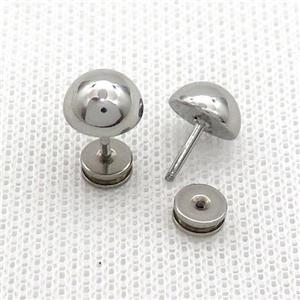 Raw Stainless Steel Stud Earrings, approx 9mm