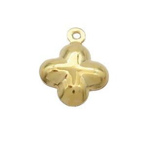 Stainless Steel Flower Pendant Gold Plated, approx 11.5mm