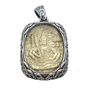 Copper Buddha Pendant Gold Plated Stainless Steel Wrapped Antique Silver, approx 30-40mm