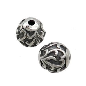 Stainless Steel Beads Round Antique Silver, approx 10mm