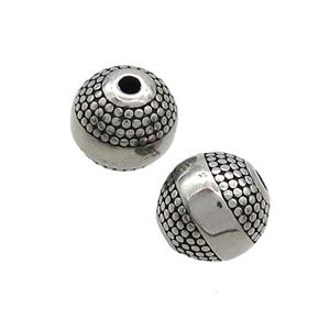 Stainless Steel Beads Round Antique Silver, approx 10mm