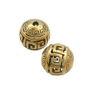 Stainless Steel Round Beads Hollow Gold Plated, approx 10mm