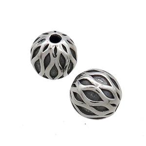 Stainless Steel Round Beads Antique Silver, approx 10mm