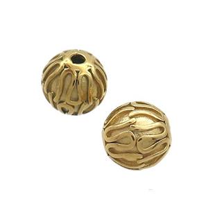 Stainless Steel Round Beads Gold Plated, approx 10mm