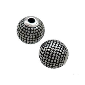 Stainless Steel Round Beads Antique Silver, approx 10mm