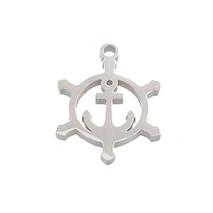 Raw Stainless Steel Anchor Charms Pendant, approx 13-17mm