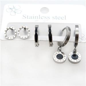 Raw Stainless Steel Earrings, approx 6-10mm, 14mm dia