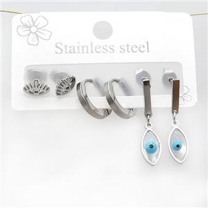 Raw Stainless Steel Earrings Eye, approx 6-10mm, 14mm dia