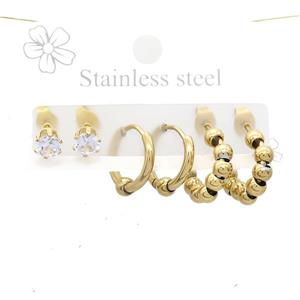 Stainless Steel Earrings Gold Plated, approx 6-10mm, 14mm dia