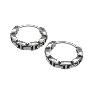 Stainless Steel Hoop Earrings Antique Silver, approx 15-16mm