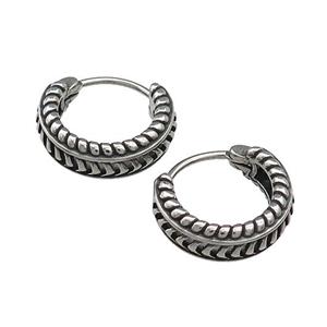 Stainless Steel Hoop Earrings Antique Silver, approx 15-16mm