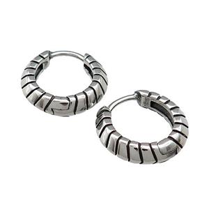 Stainless Steel Hoop Earrings Antique Silver, approx 15-16mm