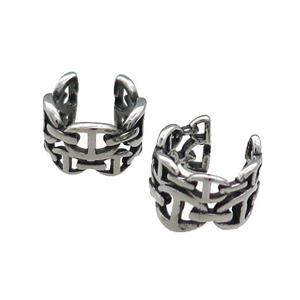 Stainless Steel Clip Earrings Antique Silver, approx 13-15mm