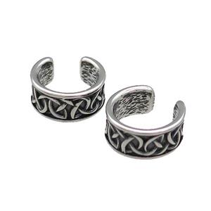 Stainless Steel Clip Earrings Antique Silver, approx 13-15mm