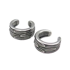 Stainless Steel Clip Earrings Antique Silver, approx 13-15mm