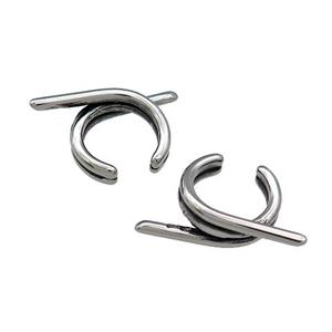 Stainless Steel Clip Earrings Antique Silver, approx 13-15mm