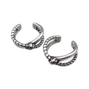 Stainless Steel Clip Earrings Antique Silver, approx 13-15mm