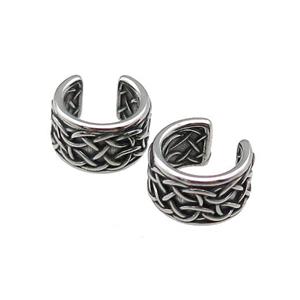 Stainless Steel Clip Earrings Antique Silver, approx 13-15mm