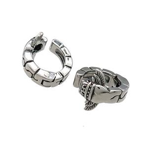 Stainless Steel Clip Earrings Antique Silver, approx 13-15mm