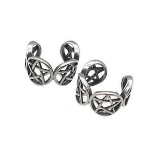 Stainless Steel Clip Earrings Antique Silver, approx 13-15mm