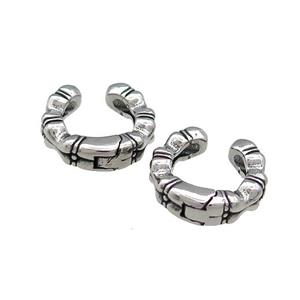 Stainless Steel Clip Earrings Antique Silver, approx 13-15mm