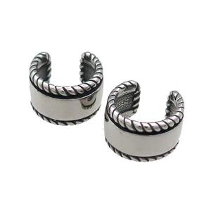 Stainless Steel Clip Earrings Antique Silver, approx 13-15mm