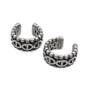 Stainless Steel Clip Earrings Antique Silver, approx 13-15mm