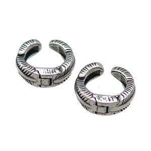 Stainless Steel Clip Earrings Antique Silver, approx 13-15mm