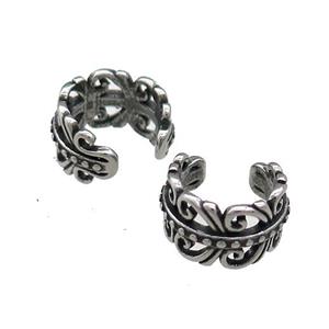 Stainless Steel Clip Earrings Antique Silver, approx 13-15mm